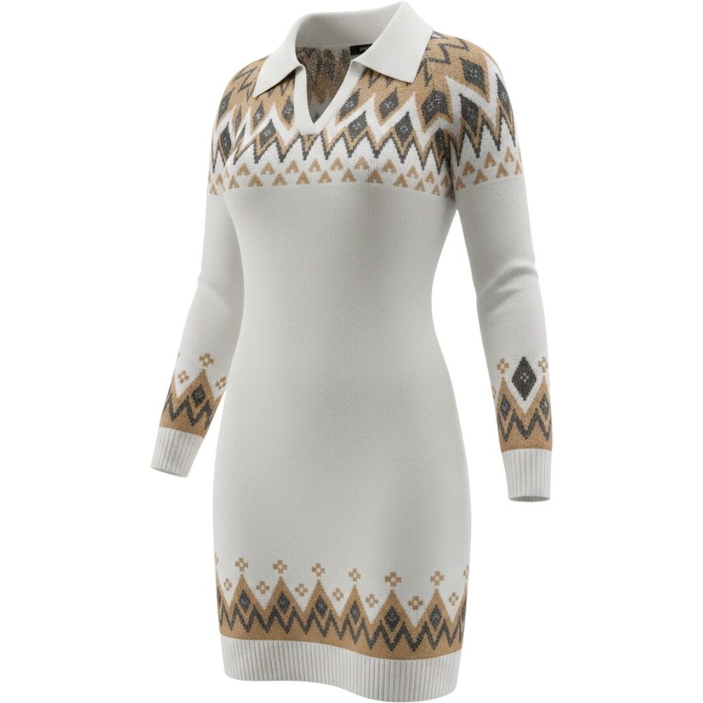 $79 NWOT CYNTHIA STEFFE‎ fair isle sweater dress XL neutral apres ski collar - Picture 2 of 6